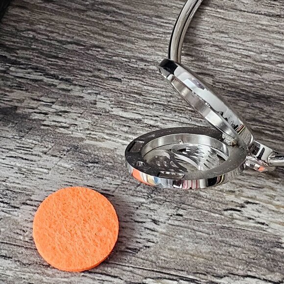 Silver Tone Stainless Steel Angel Wing Essential Oil Wrap Bracelet - Picture 6 of 7